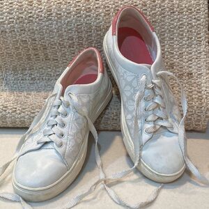 Kate Spade White and Pink Lace-Up Sneakers